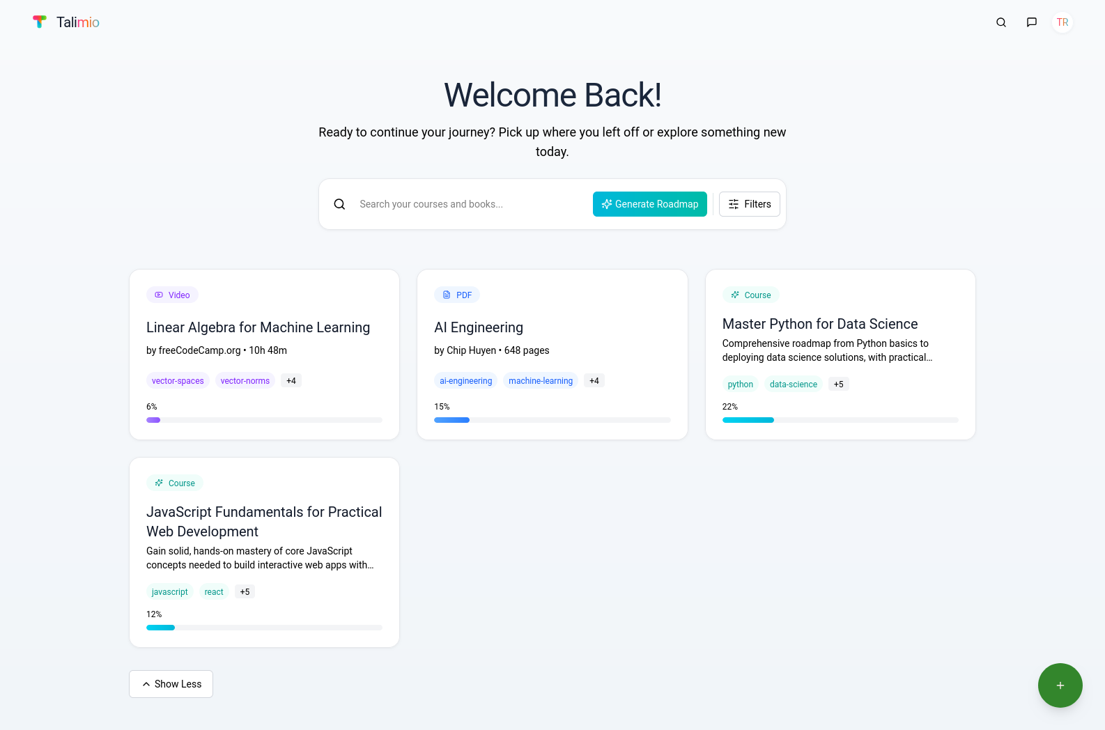 Talimio Homepage Screenshot